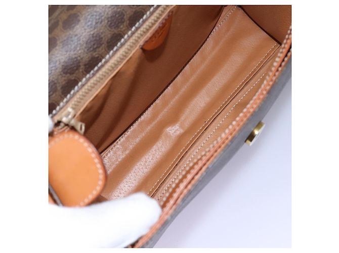 Céline Borsa a spalla in tela Macadam CELINE in pelle PVC marrone oro Auth EC038 D'oro - vista 12