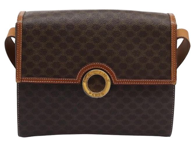 Céline Borsa a spalla in tela Macadam CELINE in pelle PVC marrone oro Auth EC038 D'oro - vista 13