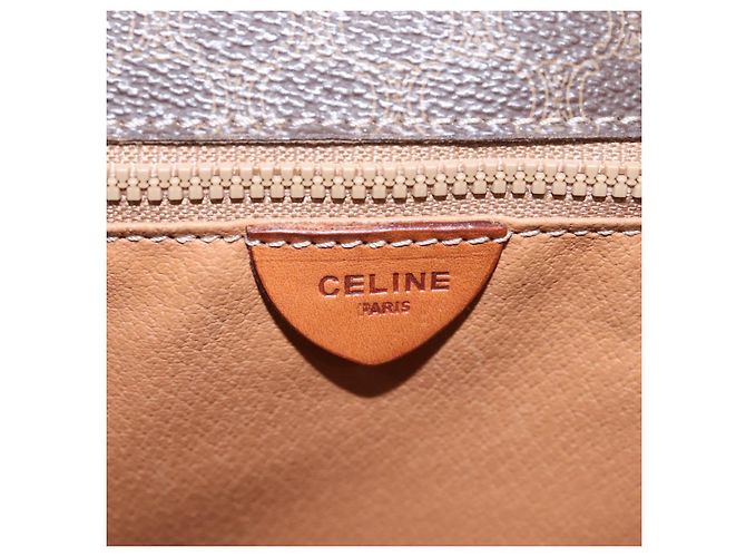Céline Borsa a spalla in tela Macadam CELINE in pelle PVC marrone oro Auth EC038 D'oro - vista 19