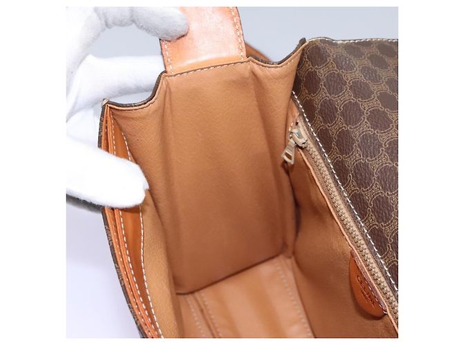 Céline Borsa a spalla in tela Macadam CELINE in pelle PVC marrone oro Auth EC038 D'oro - vista 21