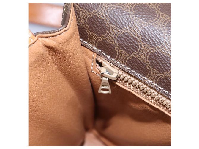 Céline Borsa a spalla in tela Macadam CELINE in pelle PVC marrone oro Auth EC038 D'oro - vista 22