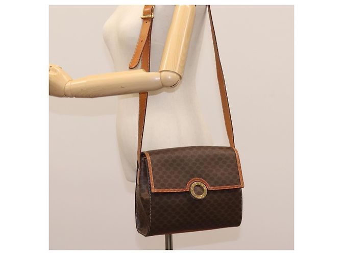 Céline Borsa a spalla in tela Macadam CELINE in pelle PVC marrone oro Auth EC038 D'oro - vista 25
