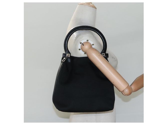 Borsa a mano in tela nera Salvatore Ferragamo Auth KD096 Nero - vista 19