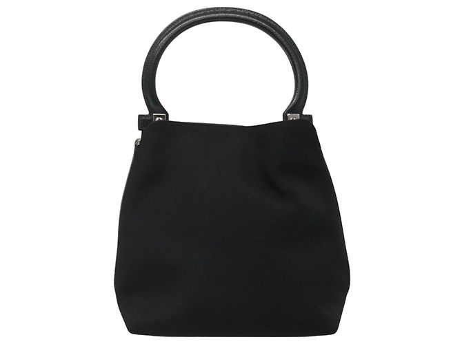 Borsa a mano in tela nera Salvatore Ferragamo Auth KD096 Nero - vista 2