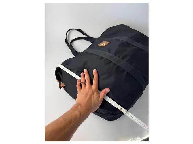 Borsa da viaggio vintage Courreges Paris Weekender nera e marrone - vista 10