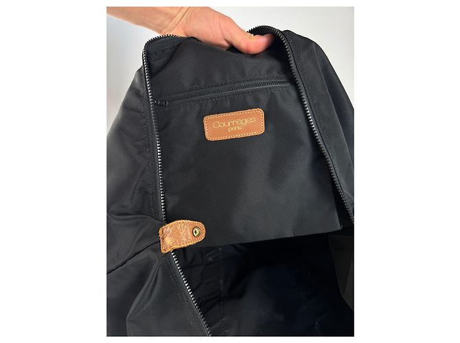 Borsa da viaggio vintage Courreges Paris Weekender nera e marrone - vista 2