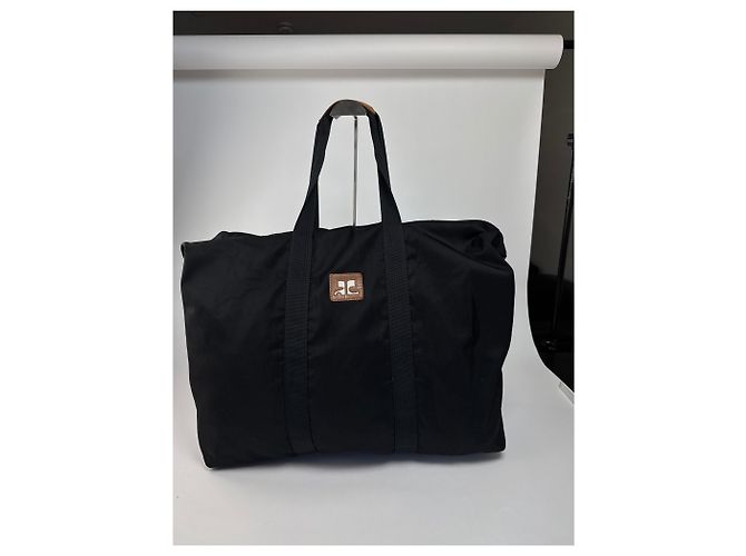 Borsa da viaggio vintage Courreges Paris Weekender nera e marrone - vista 5