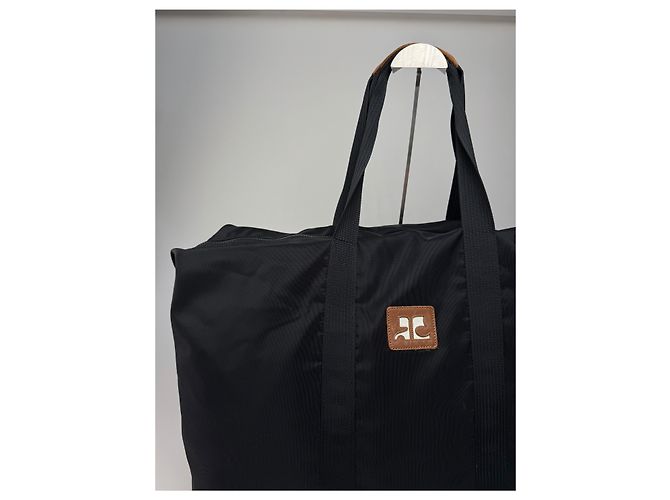 Borsa da viaggio vintage Courreges Paris Weekender nera e marrone - vista 6