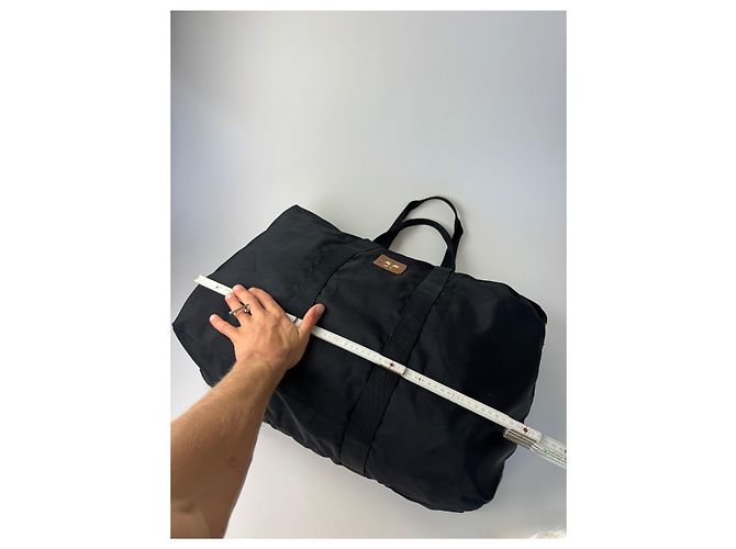 Borsa da viaggio vintage Courreges Paris Weekender nera e marrone - vista 9