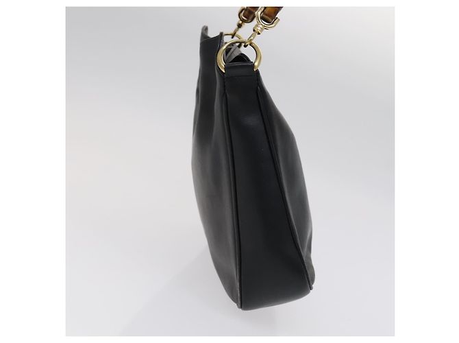 Bolso de mano de cuero GUCCI Bamboo 2 vías negro dorado 001 2113 1638 Auth KD087 - vista 4