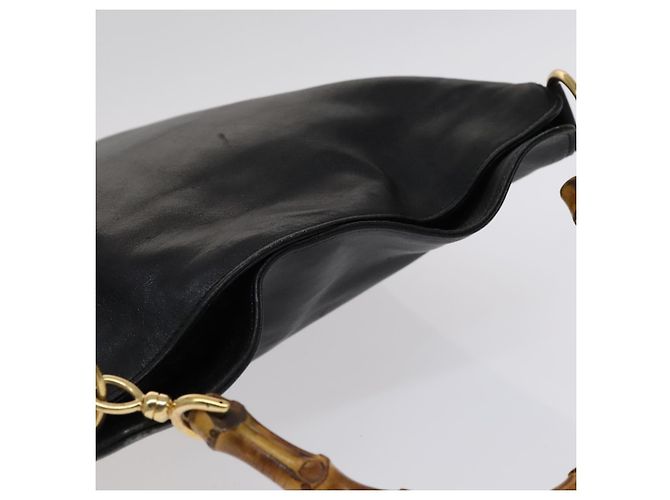 Bolso de mano de cuero GUCCI Bamboo 2 vías negro dorado 001 2113 1638 Auth KD087 - vista 6