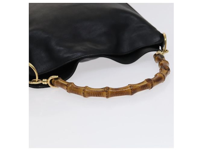 Bolso de mano de cuero GUCCI Bamboo 2 vías negro dorado 001 2113 1638 Auth KD087 - vista 7