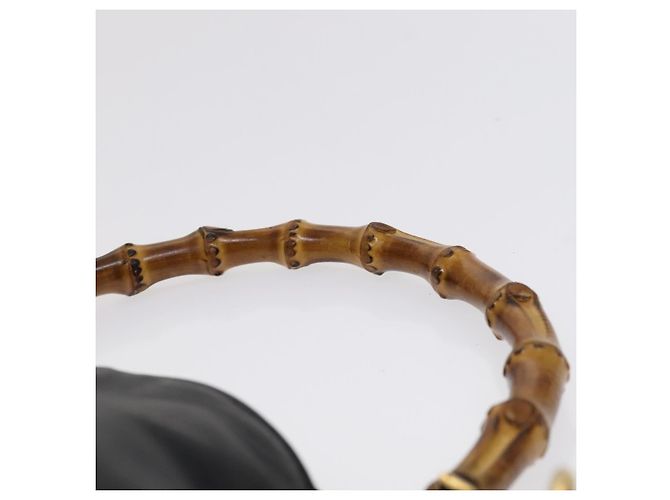 Bolso de mano de cuero GUCCI Bamboo 2 vías negro dorado 001 2113 1638 Auth KD087 - vista 8