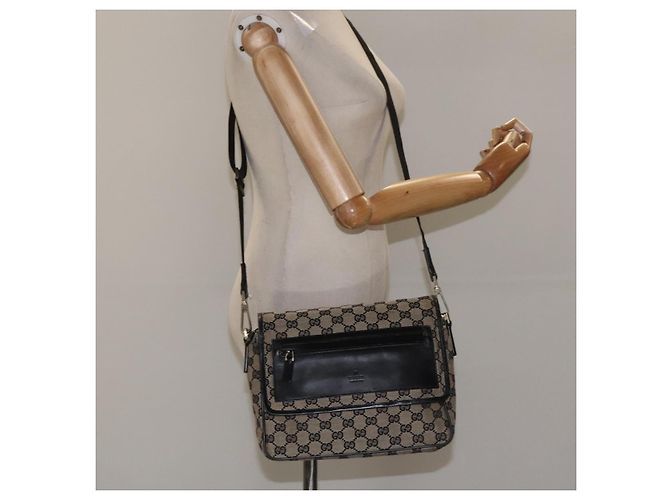 Borsa a Spalla in Tela GG Gucci Nera 019 0375 Auth ep7418 Nero - vista 26
