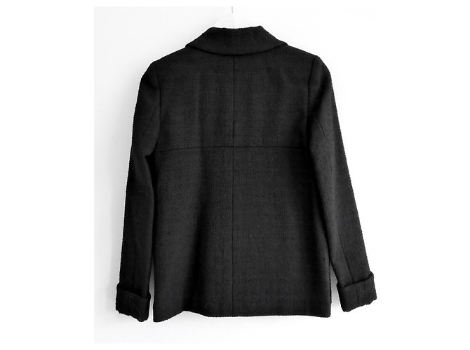 Chanel Cruise 2017 17C Schwarze Tweed Camelia Pin Jacke - Ansicht 5