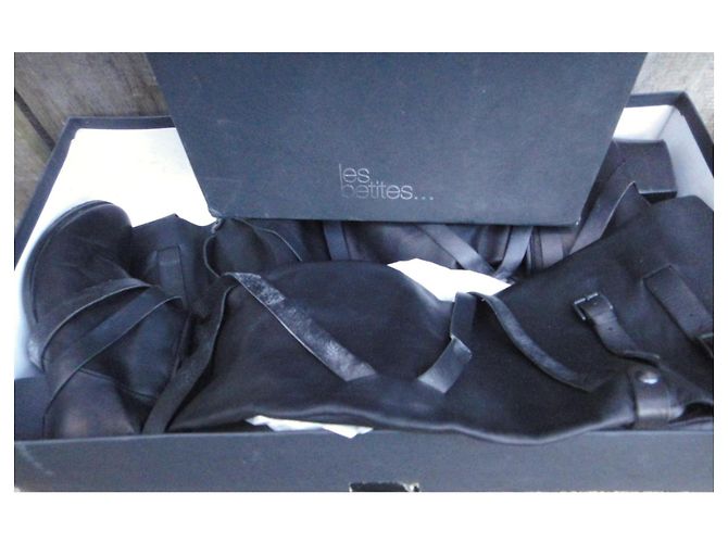 Botas Altas Les Petites de Cuero Negro - vista 6