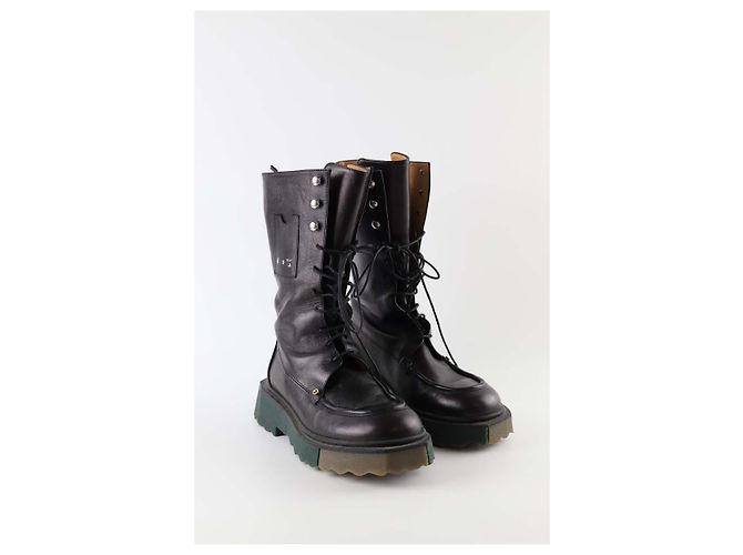 Off White Stivali in pelle neri - vista 3
