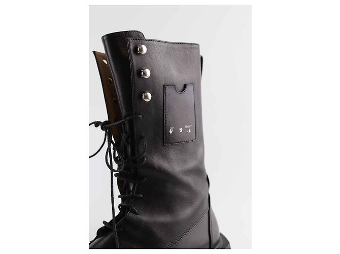 Off White Stivali in pelle neri - vista 4