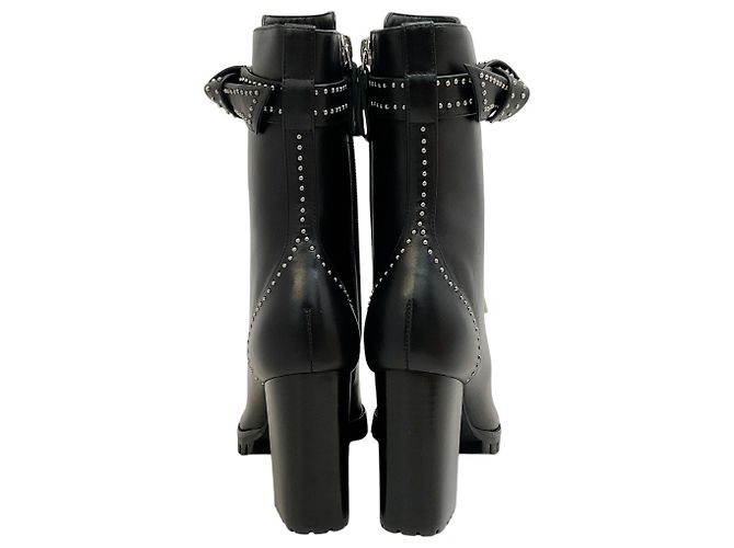 Botas de salto Evelyn pretas com tachas e cadarços de Alexandre Birman - vista 5