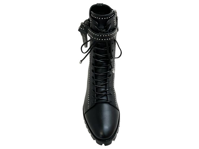 Alexandre Birman Black Studded Lace Up Evelyn Flat Boots - view 4