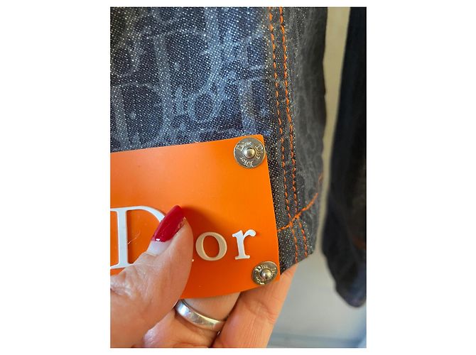 Dior Jeansjacke Monogramm Logo Blau - Ansicht 7