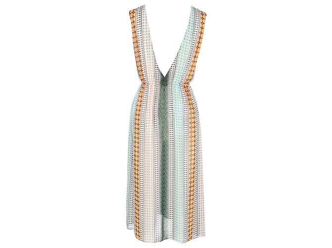 Gestreiftes Midi-Längen-Kleid von Sandro aus mehrfarbigem Polyester Mehrfarben - Ansicht 3
