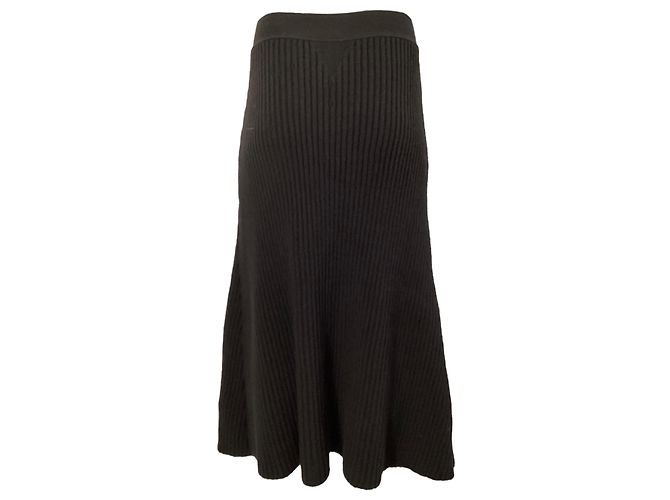 Falda midi distorsionada de lana marrón de Bottega Veneta Castaño Roja - vista 2