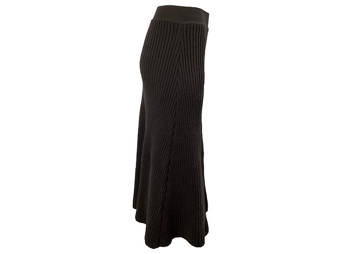 Falda midi distorsionada de lana marrón de Bottega Veneta Castaño Roja - vista 3
