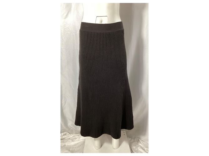 Falda midi distorsionada de lana marrón de Bottega Veneta Castaño Roja - vista 6
