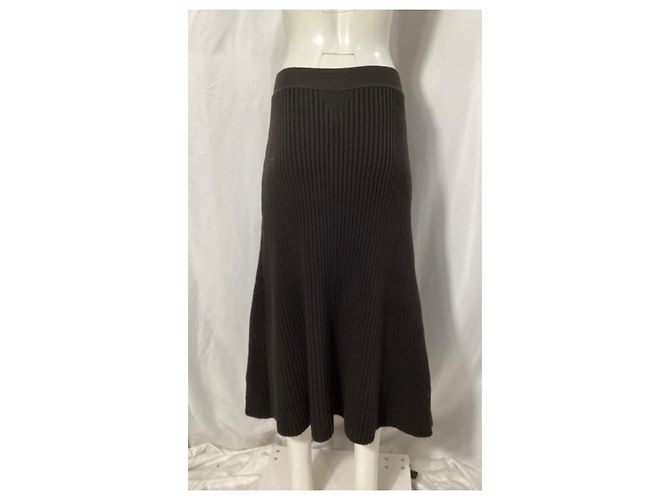 Falda midi distorsionada de lana marrón de Bottega Veneta Castaño Roja - vista 7