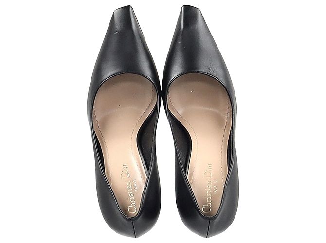 Pumps a punta quadrata Christian Dior in pelle nera Nero - vista 3