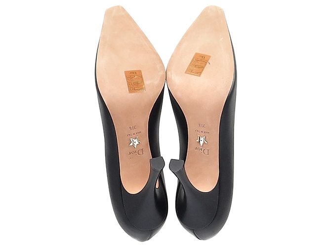 Pumps a punta quadrata Christian Dior in pelle nera Nero - vista 6