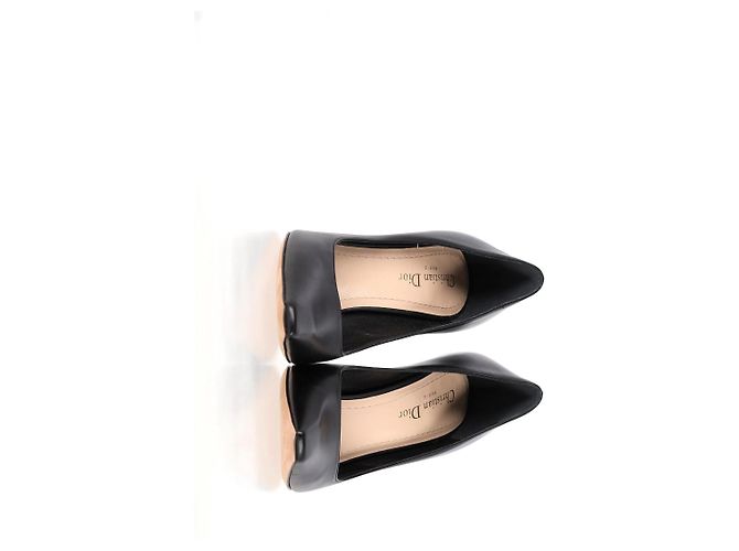 Pumps a punta quadrata Christian Dior in pelle nera Nero - vista 8