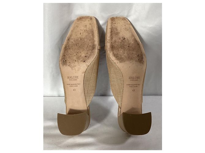 Autre Marque Mule a punta quadrata Carmen 45mm in rafia beige di Malone Souliers - vista 14