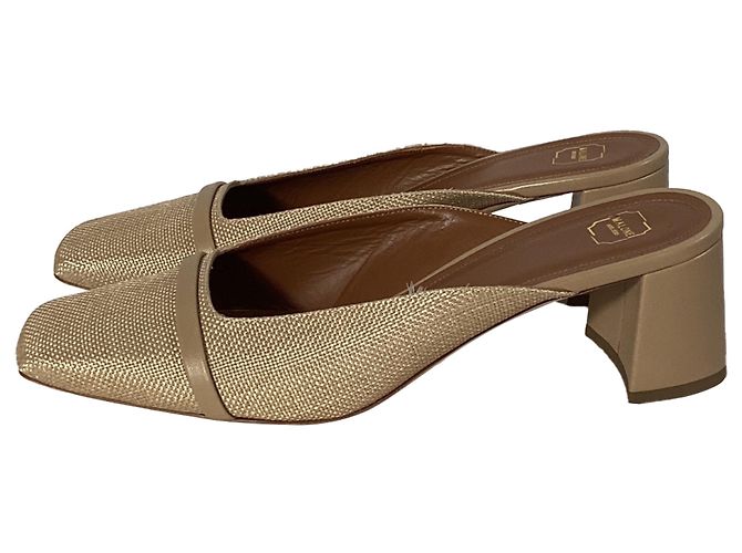 Autre Marque Mule a punta quadrata Carmen 45mm in rafia beige di Malone Souliers - vista 3