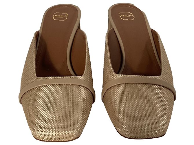 Autre Marque Mule a punta quadrata Carmen 45mm in rafia beige di Malone Souliers - vista 4