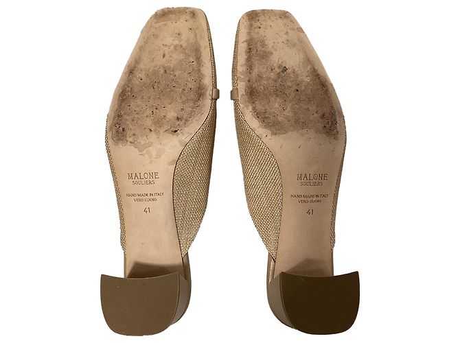 Autre Marque Mule a punta quadrata Carmen 45mm in rafia beige di Malone Souliers - vista 7