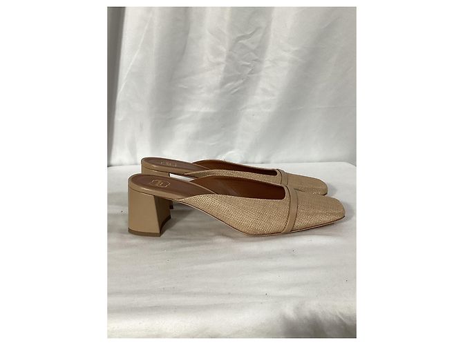 Autre Marque Mule a punta quadrata Carmen 45mm in rafia beige di Malone Souliers - vista 8