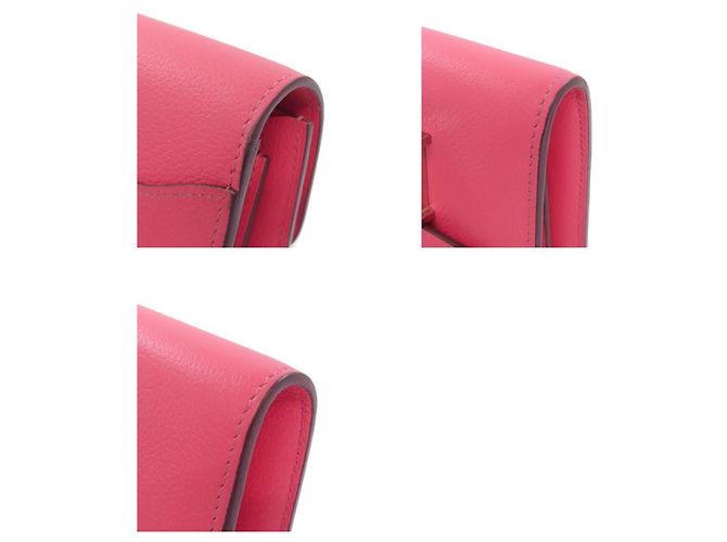 Billetera compacta con doblez Constance de Hermès Rosa - vista 10