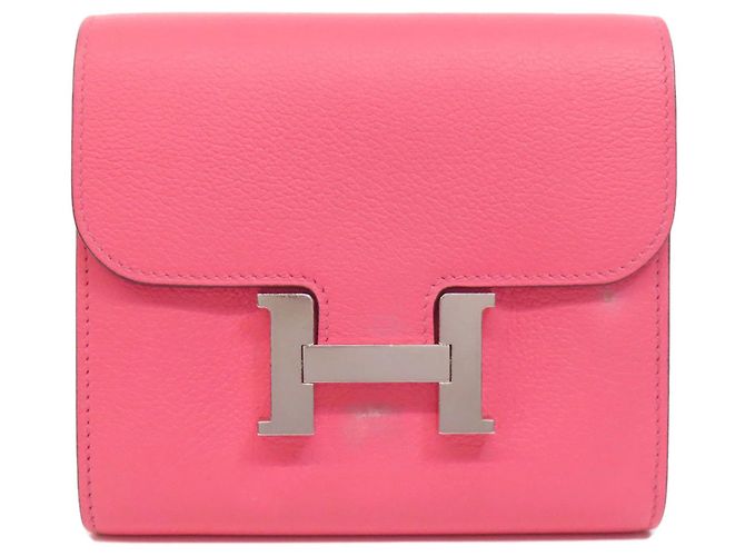 Billetera compacta con doblez Constance de Hermès Rosa - vista 11