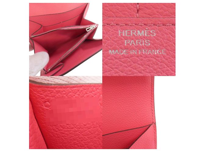 Billetera compacta con doblez Constance de Hermès Rosa - vista 6