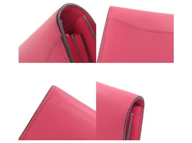 Billetera compacta con doblez Constance de Hermès Rosa - vista 9