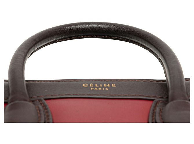 Luggage Céline Celine Rot Nano Tricolor Leder Reisetasche - Ansicht 8