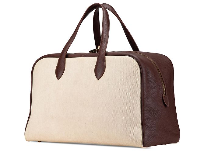 Hermès Marrone Toile e Clemence Victoria 43 Beige - vista 2