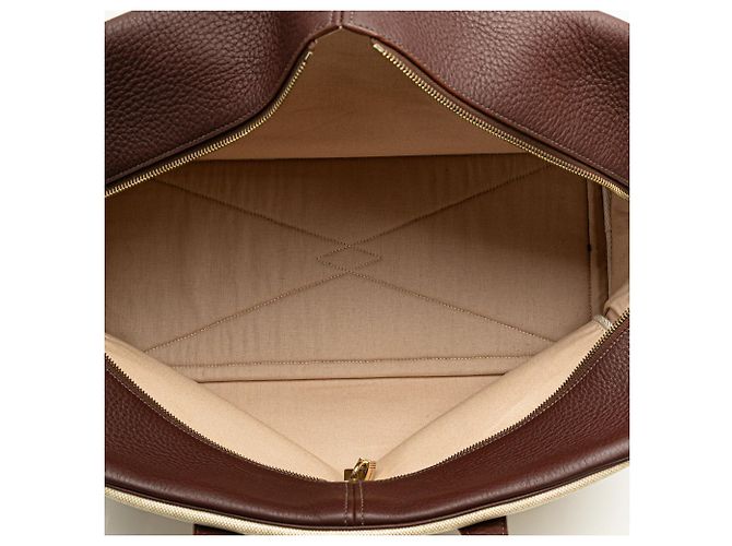 Hermès Marrone Toile e Clemence Victoria 43 Beige - vista 4