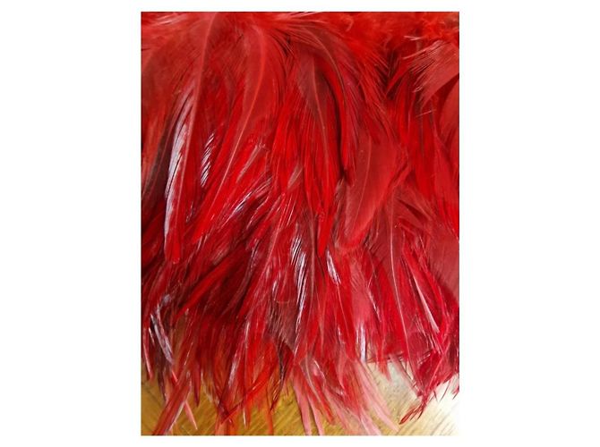 Clutch de plumas Stuart Weitzman roja - vista 3