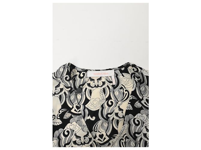 Abito midi stampato See by Chloé in viscosa nera Nero - vista 10