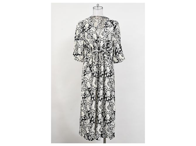 Abito midi stampato See by Chloé in viscosa nera Nero - vista 6