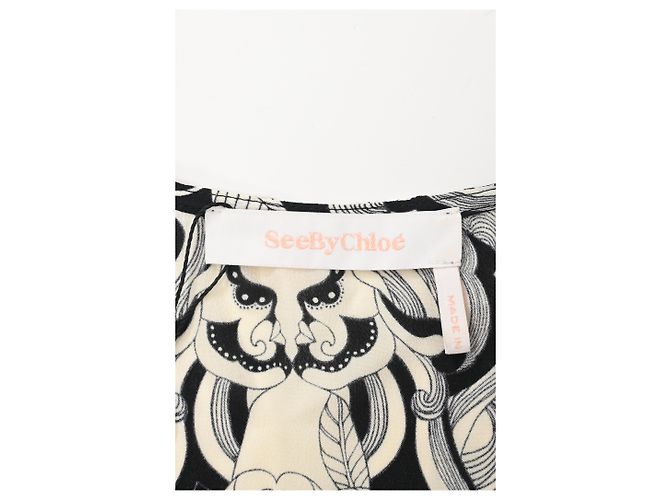 Abito midi stampato See by Chloé in viscosa nera Nero - vista 9
