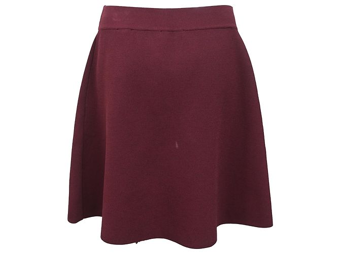 Falda asimétrica con botones decorativos Sandro Fiji en viscosa burdeos Roja - vista 3